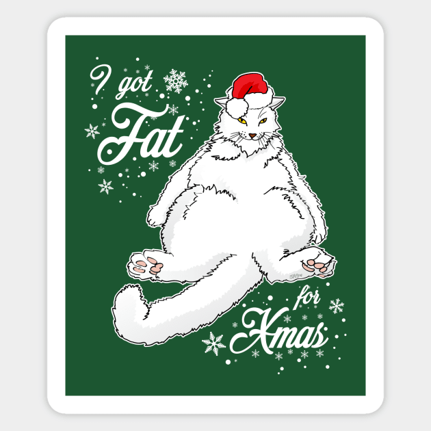 What did you get for X'mas? White Cat Sticker by meownarchy